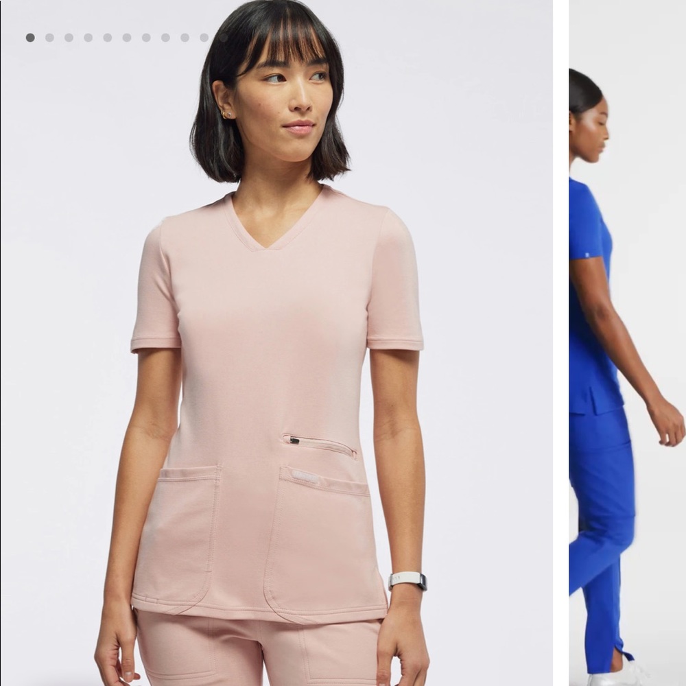 NWT M Jaanuu Blushing Pink Scrub Top